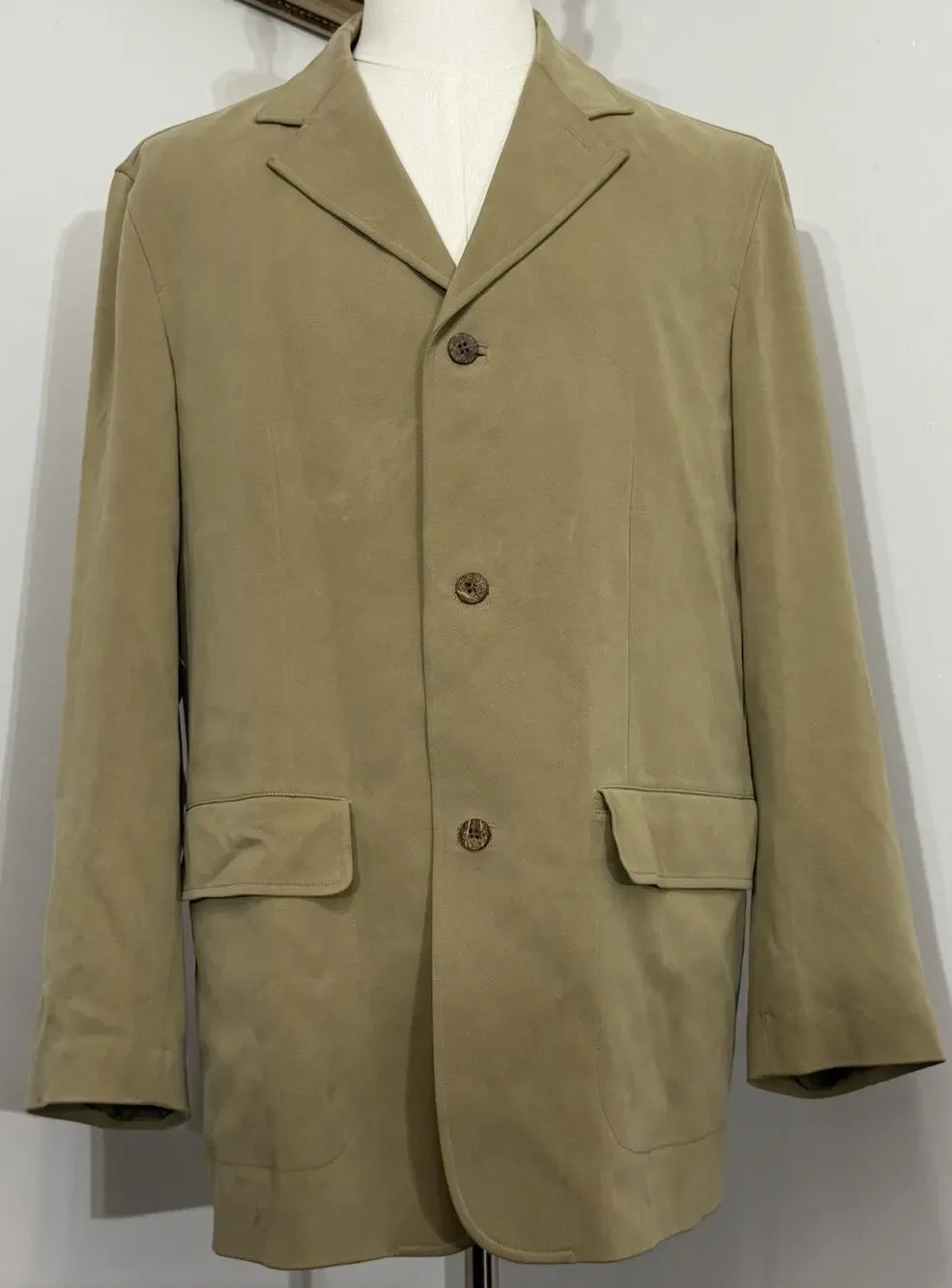 Tommy Bahama Men's 100% Silk Khaki Tan Blazer Cost Size M Medium Island Soft